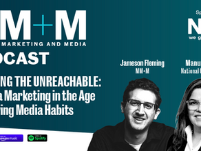 Jameson Fleming (MM + M) and Manu Singh on a solid background with podcast platform logos