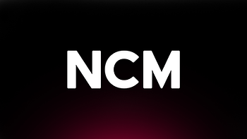 NCM logo on a red gradient background